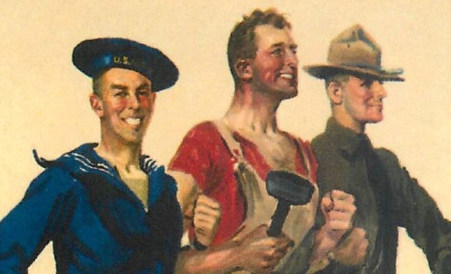 World War I Poster Showing three workers.