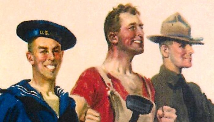 World War I Poster Showing three workers.